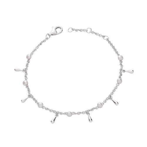 Lucy Quartermaine Royal Pearl Drop Anklet In Sterling Silver