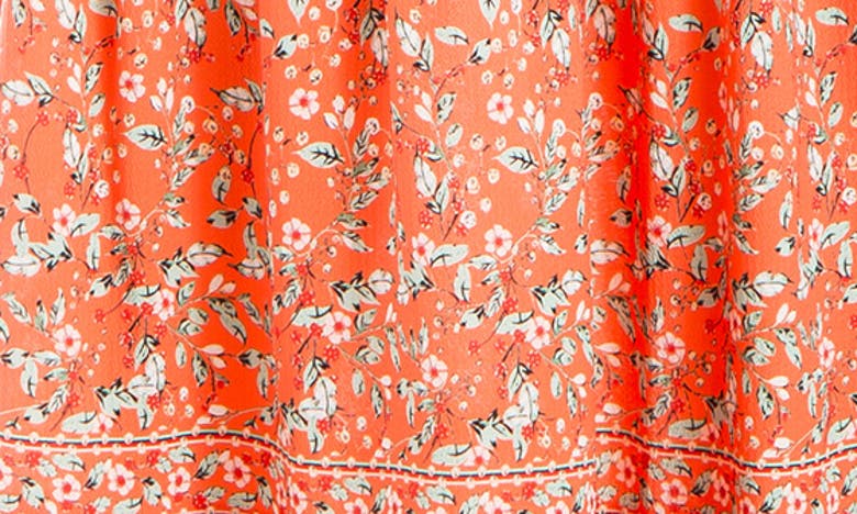 Max Studio Maxi Dress In Papaya/ Leafy Cherry Blossoms