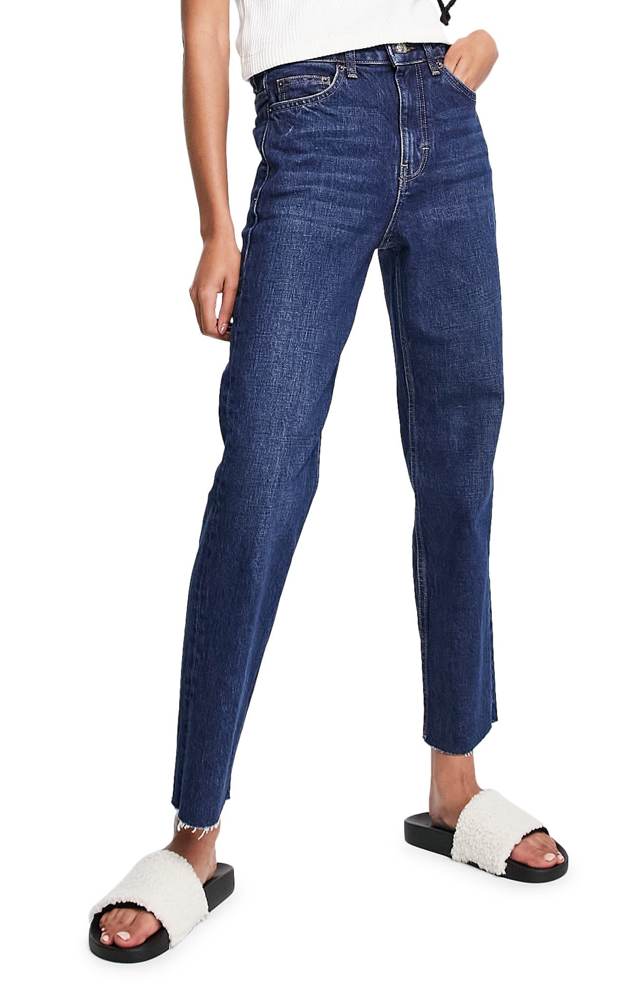 Topshop Raw Hem Straight Leg Jeans 