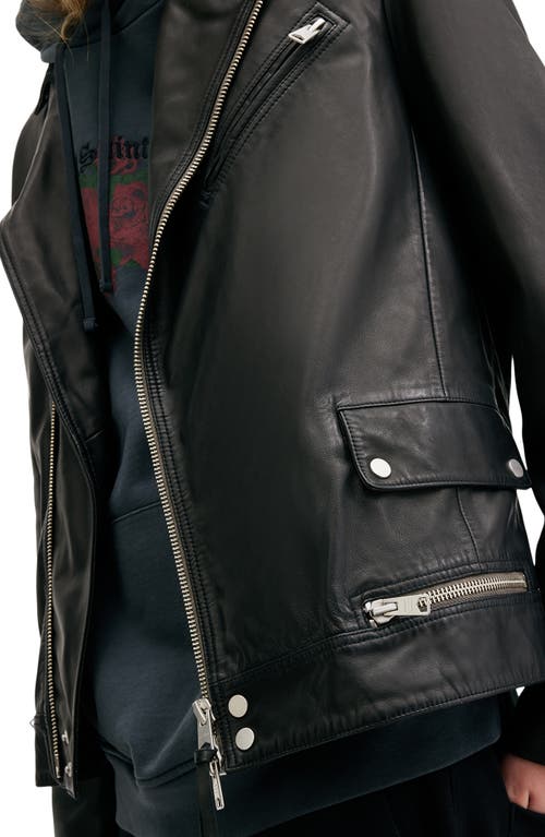 Shop Allsaints Clay Leather Biker Jacket In Black