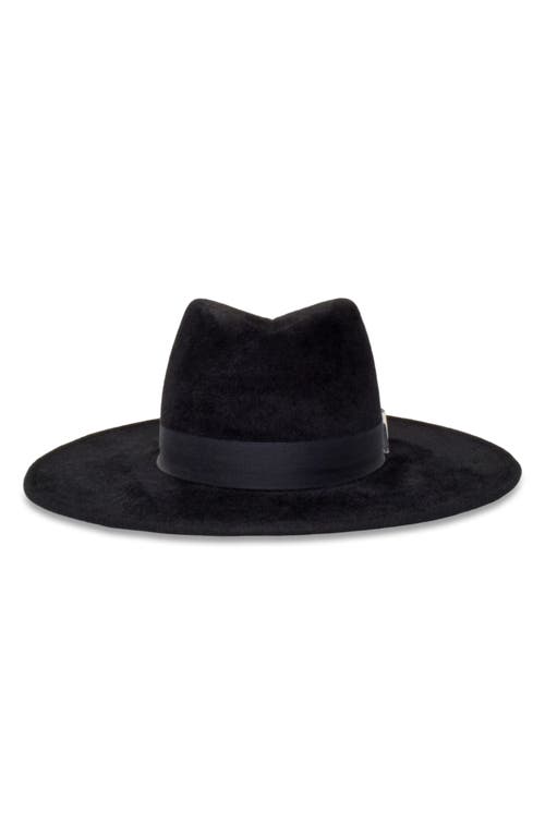 Jeanne Velour Felt Fedora in Black