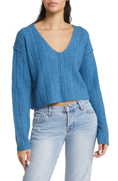 Relaxed Cozy Crop Sweater in Blue Water