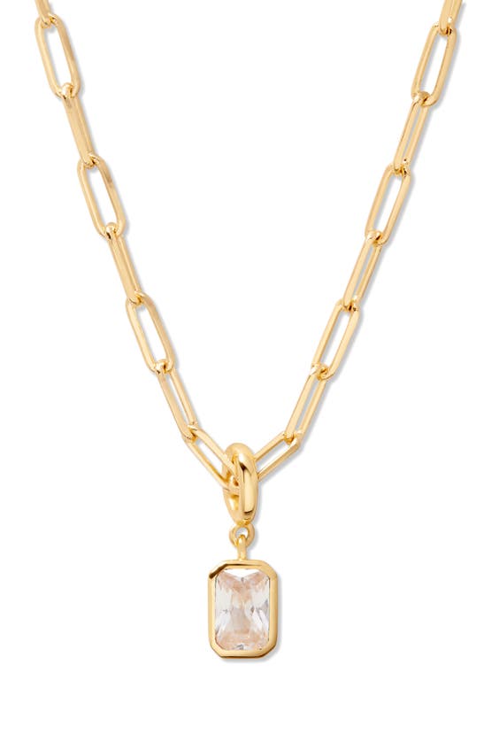 Shop Brook & York Brook And York Mackenzie Birthstone Paper Clip Chain Pendant Necklace In Gold - April