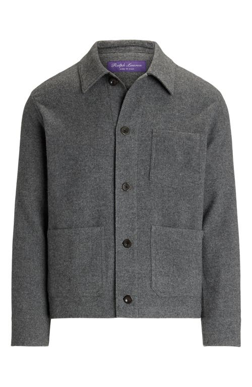 Shop Ralph Lauren Purple Label Burnham Brushed Wool Basket Weave Chore Jacket In Medium Grey Melange