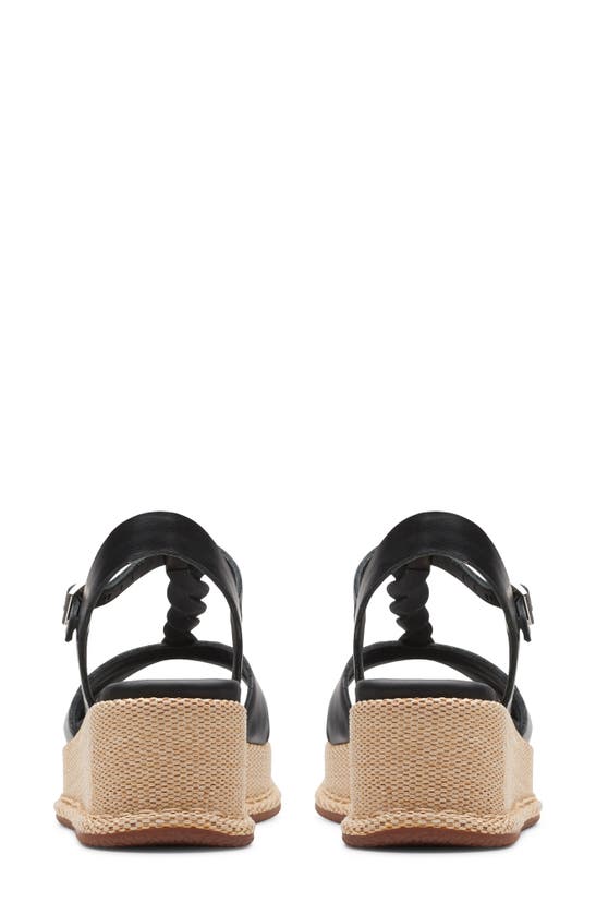 Shop Clarks (r) Kimmei Twisted Ankle Strap Platform Wedge Sandal In Black Leather