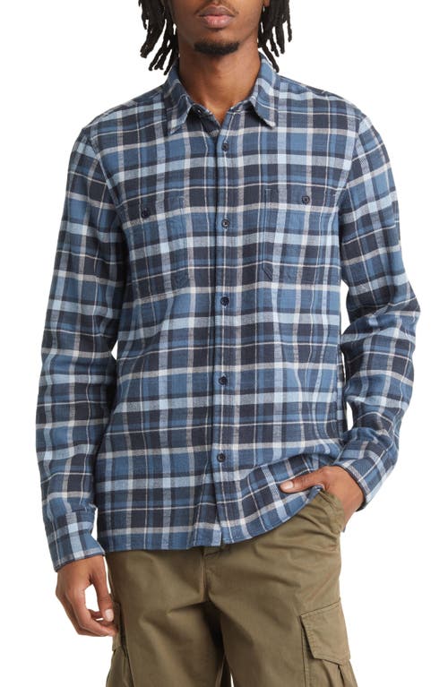 Officine Générale Ahmad Plaid Flannel Button-Up Shirt Storm Blue/Fadeblu/Blue at Nordstrom,