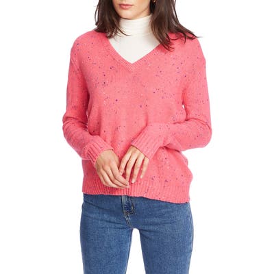 Court & Rowe Nep Flecked V-Neck Sweater, Pink