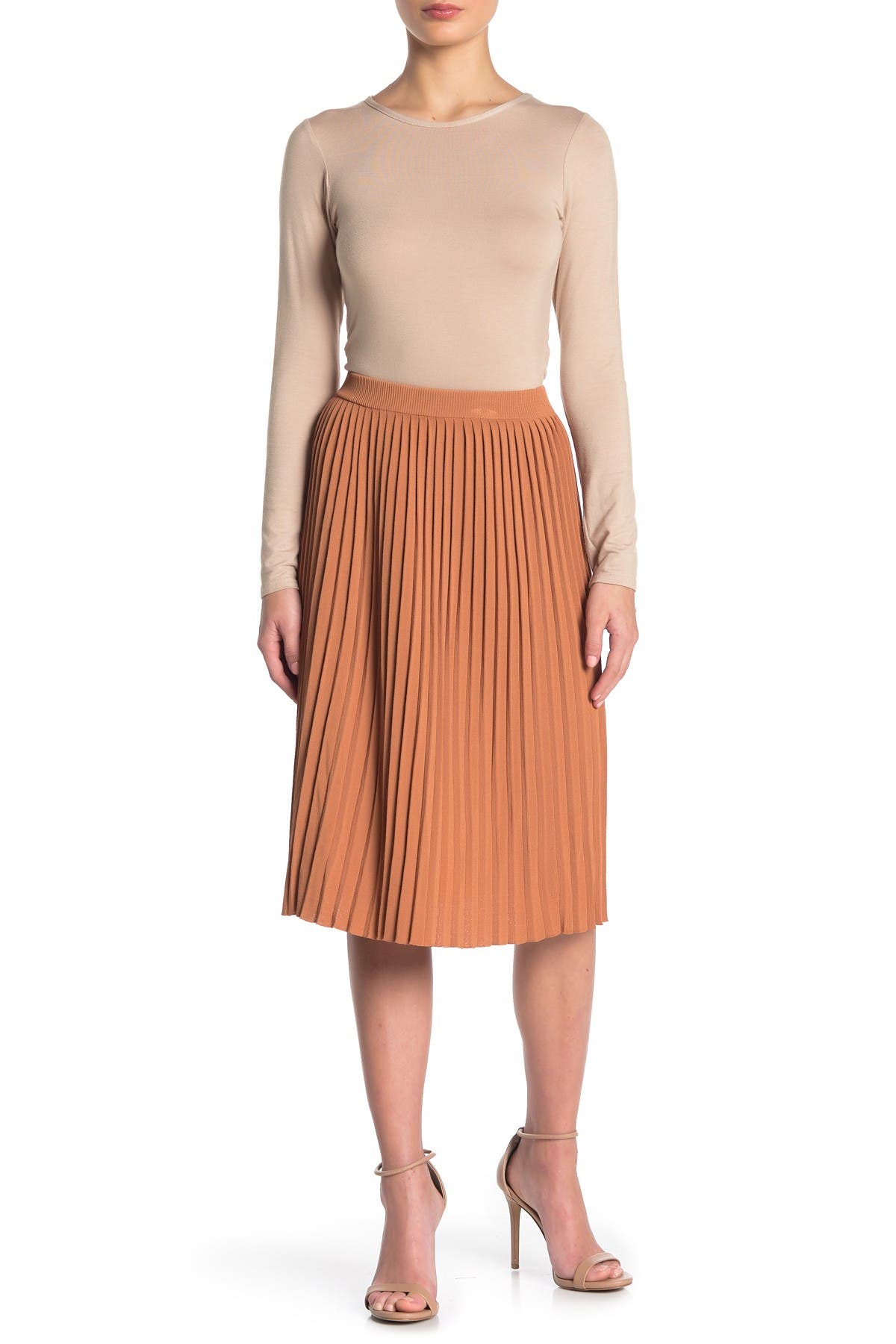T Tahari Pleated Midi Skirt Nordstrom Rack