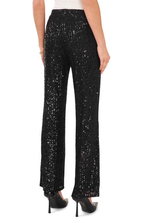 Shop Vince Camuto Sequin Flare Leg Pants In Rich Black