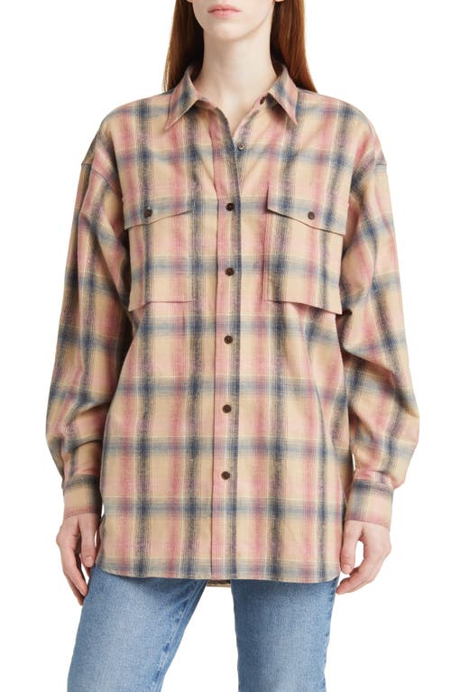 Closed Plaid Cotton & Linen Shirt Dusty Blush at Nordstrom,