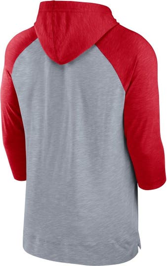 Nike Men's Heather Gray, Red St. Louis Cardinals Baseball Raglan 3