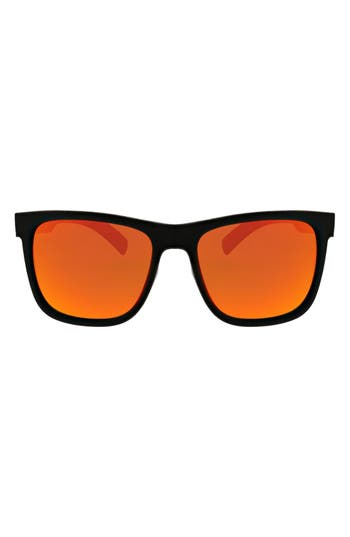 Hurley 56mm Polarized Square Sunglasses In Black/red