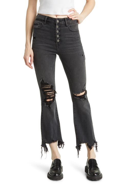 Black Heavy Distressed Multi-Slit Jeans