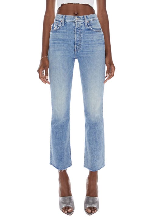 MOTHER The Tripper Flood Frayed High Waist Ankle Flare Jeans