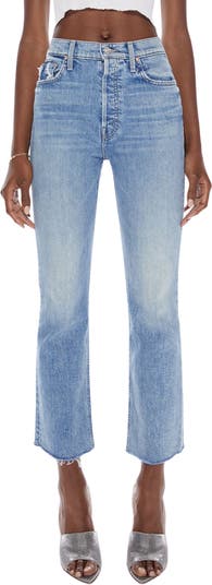 MOTHER The Tripper Flood Frayed High Waist Ankle Flare Jeans