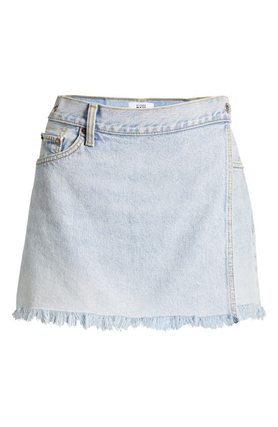 Shop Re/done Organic Cotton Denim Wrap Miniskirt In Maliblue