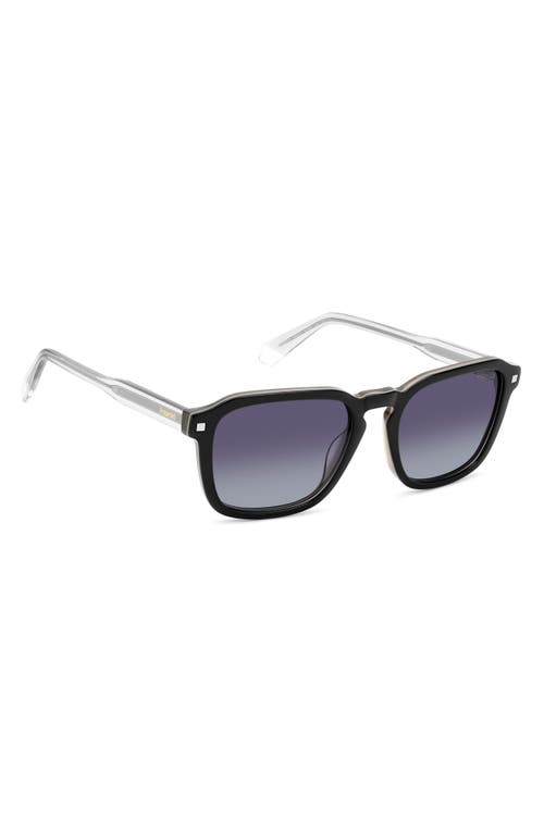 Polaroid 53mm Polarized Rectangular Sunglasses In Black Beige/gray Sf Polarized