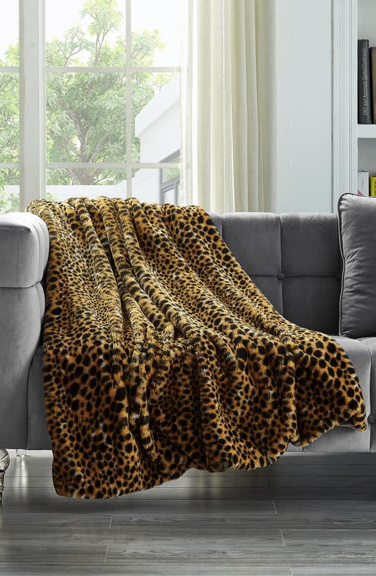 Shop Inspired Home Animal Print Faux Fur Throw Blanket In Cheetah