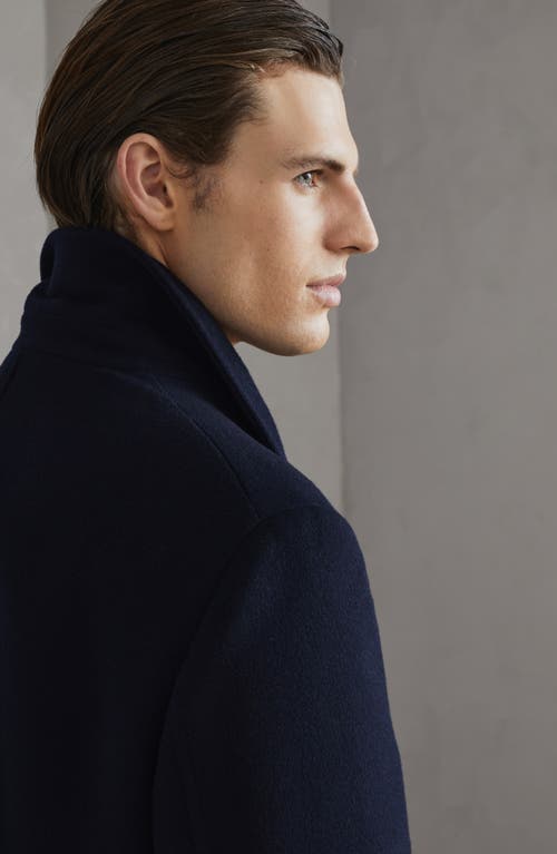 Shop Brunello Cucinelli Double Beaver Coat In Navy Blue