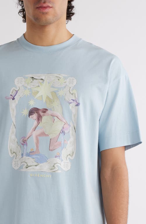 Shop Givenchy Aquarius Graphic T-shirt In Sky Blue