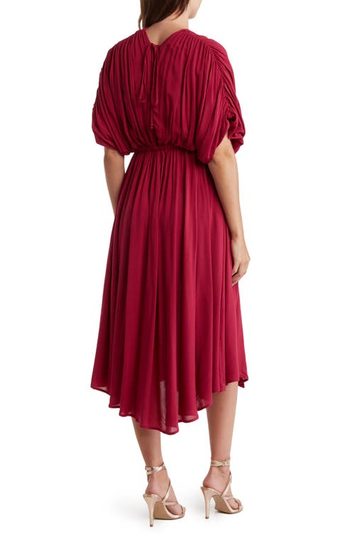 Wishlist Dolman Sleeve Tie Waist Midi Dress In Burgundy