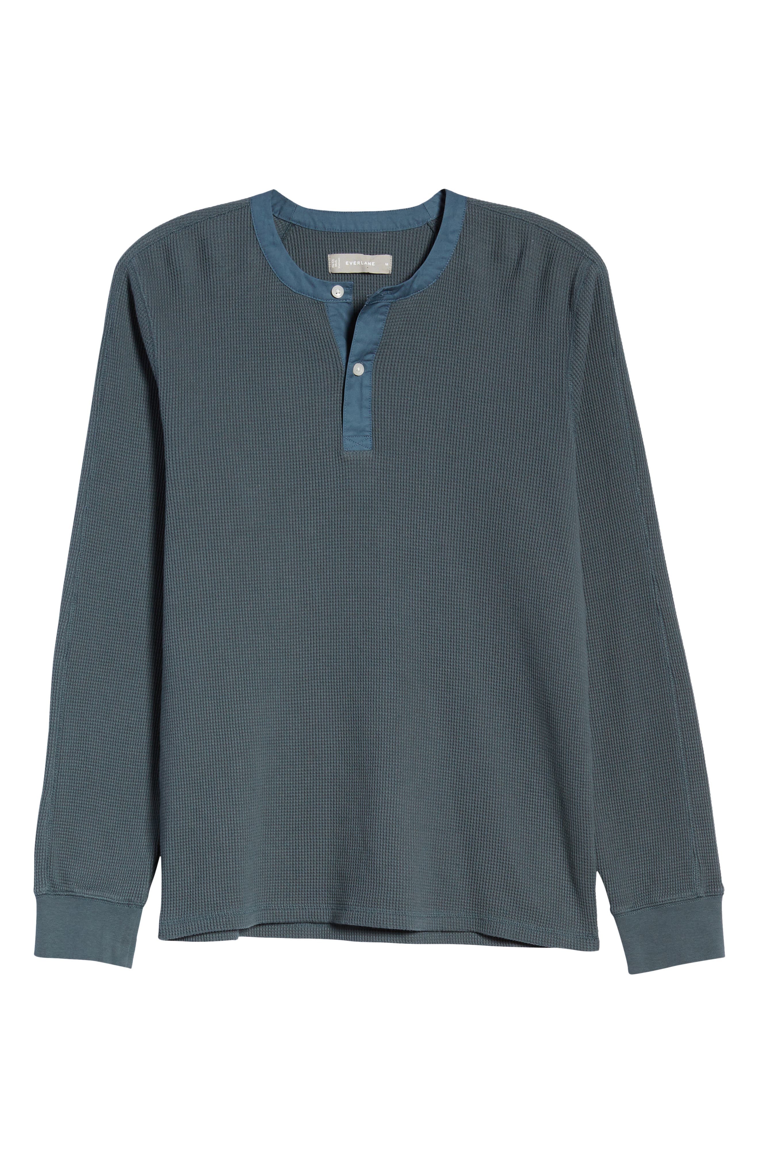 henley waffle long sleeve top