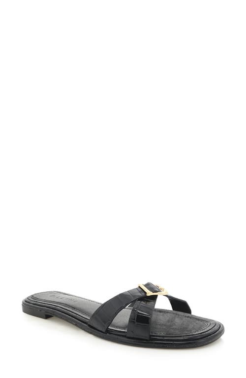 Perline Slide Sandal in Black Croc