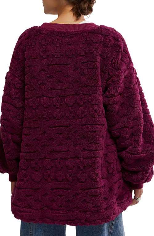 Shop Free People Oversize Faux Fur Sweatshirt In Berry Combo