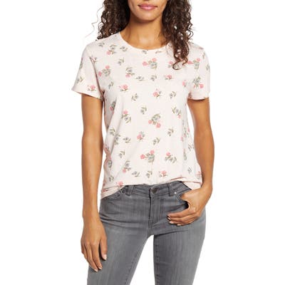 Lucky Brand Print V-Neck Tee, Pink