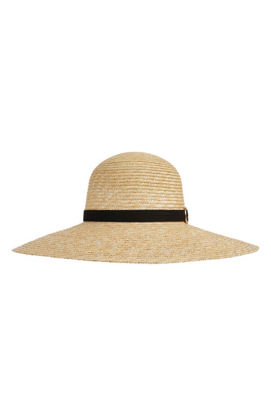 Bruno Magli Wide Brim Suede Band Sun Hat In Natural/ Black