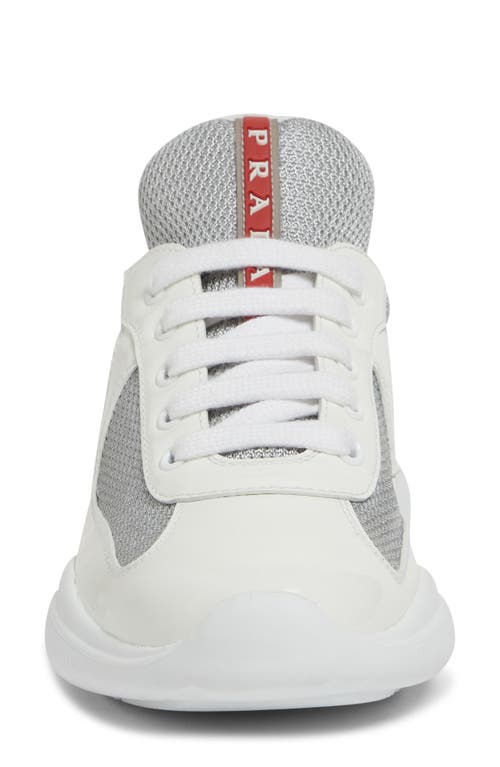 Prada Mesh Stitching Leisure Sports Shoes In Bianco/argento