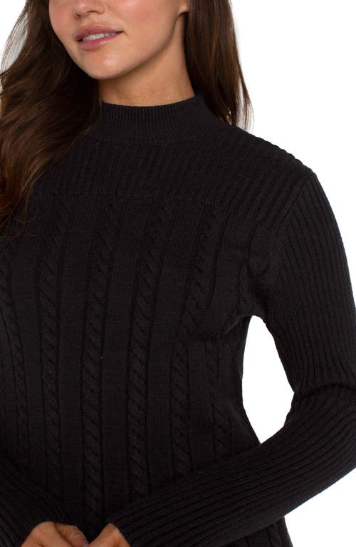 Shop Liverpool Mock Neck Cable Sweater In Black