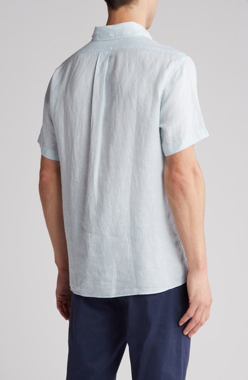 Brooks Brothers Regular Fit Short Sleeve Linen Button-down Shirt In Turquoise/aqua