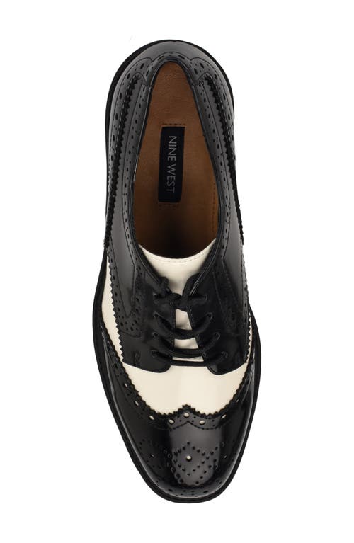 Shop Nine West Resttin Wingtip Platform Derby In Black White