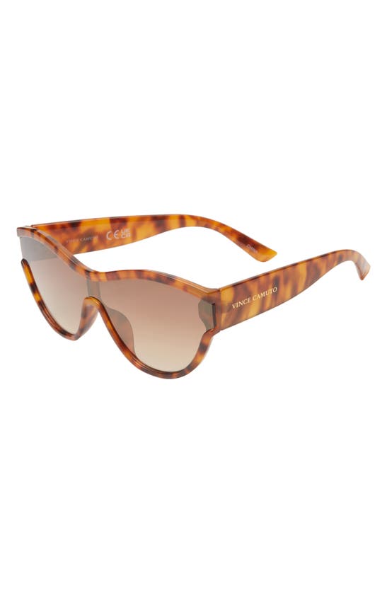 Shop Vince Camuto Shield Cat Sunglasses In Honey Tortoise