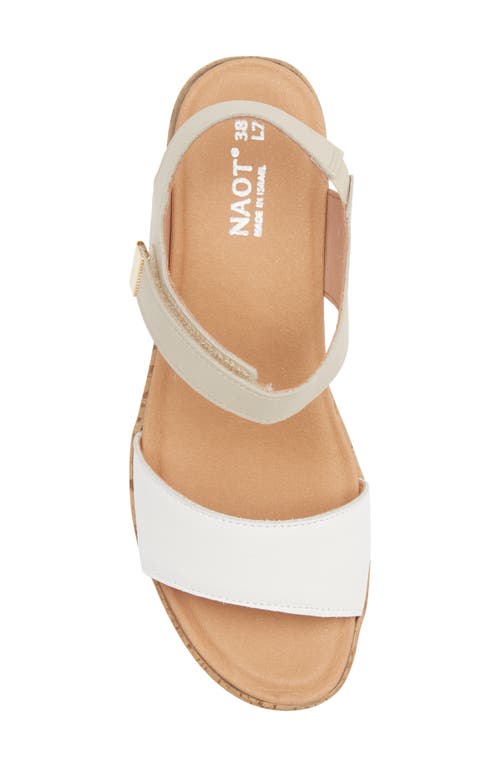 Naot Summer Platform Wedge Sandal In Soft White/soft Ivory Leather