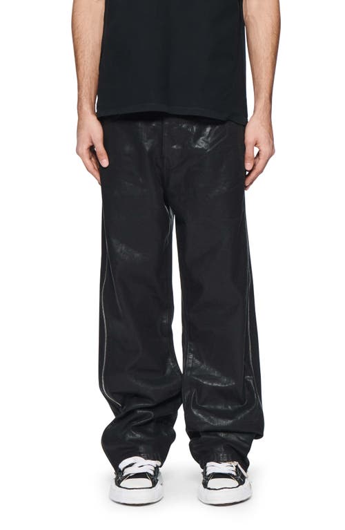 Shop Purple Brand Side Zip Coated Wide Leg Jeans In Black