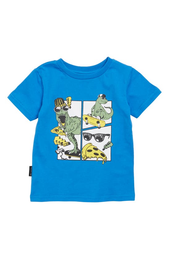 Dot Australia Kids' Skater Dino Cotton Graphic T-shirt In Blue