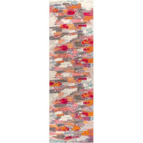 Jonathan Y Contemporary Pop Modern Abstract Brushstroke Area Rug In Ivory/pink