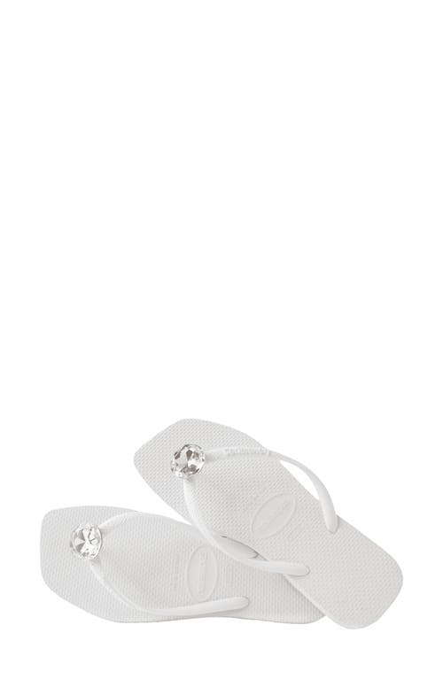 Shop Havaianas Slim Square Toe Flip Flop In White