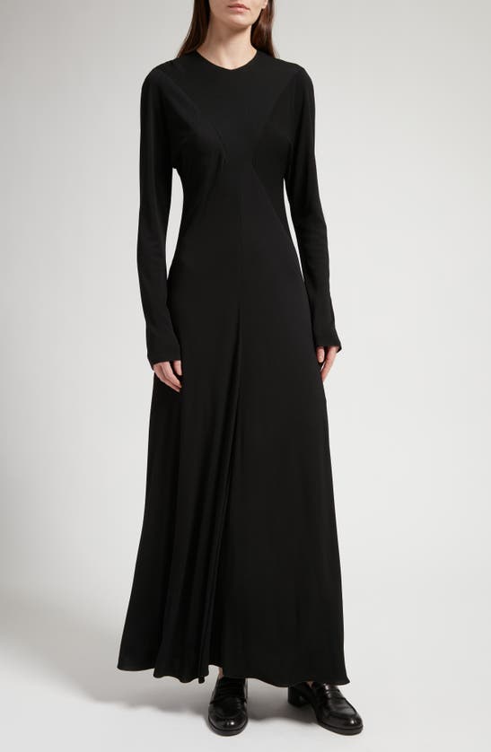 Shop The Row Venusia Long Sleeve Paneled Maxi Dress In Black