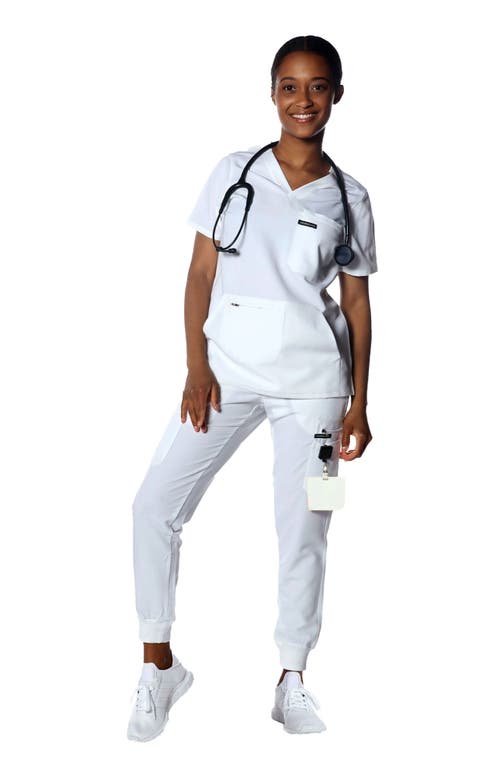 Members Only Cordoba 5-pocket Scrub Top In White