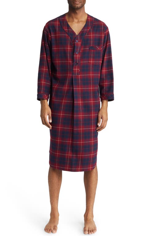 Majestic International Fireside Plaid Cotton Flannel Nightshirt in Dark Red at Nordstrom, Size Small
