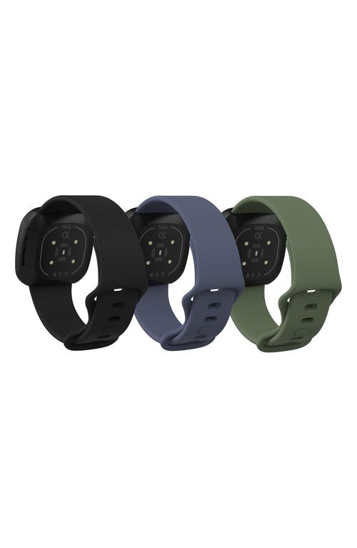 Shop The Posh Tech Assorted Silicone Fitbit Band In Black/blue Grey/olive Green