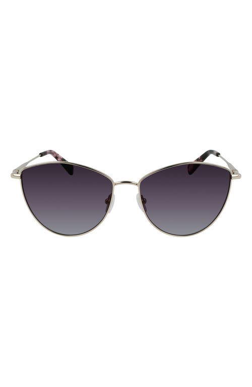Roseau 58mm Cat Eye Sunglasses in Gold /Purple