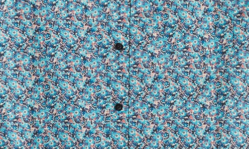 Quiksilver Floral Print Short Sleeve Button-up Shirt In Beach Blue