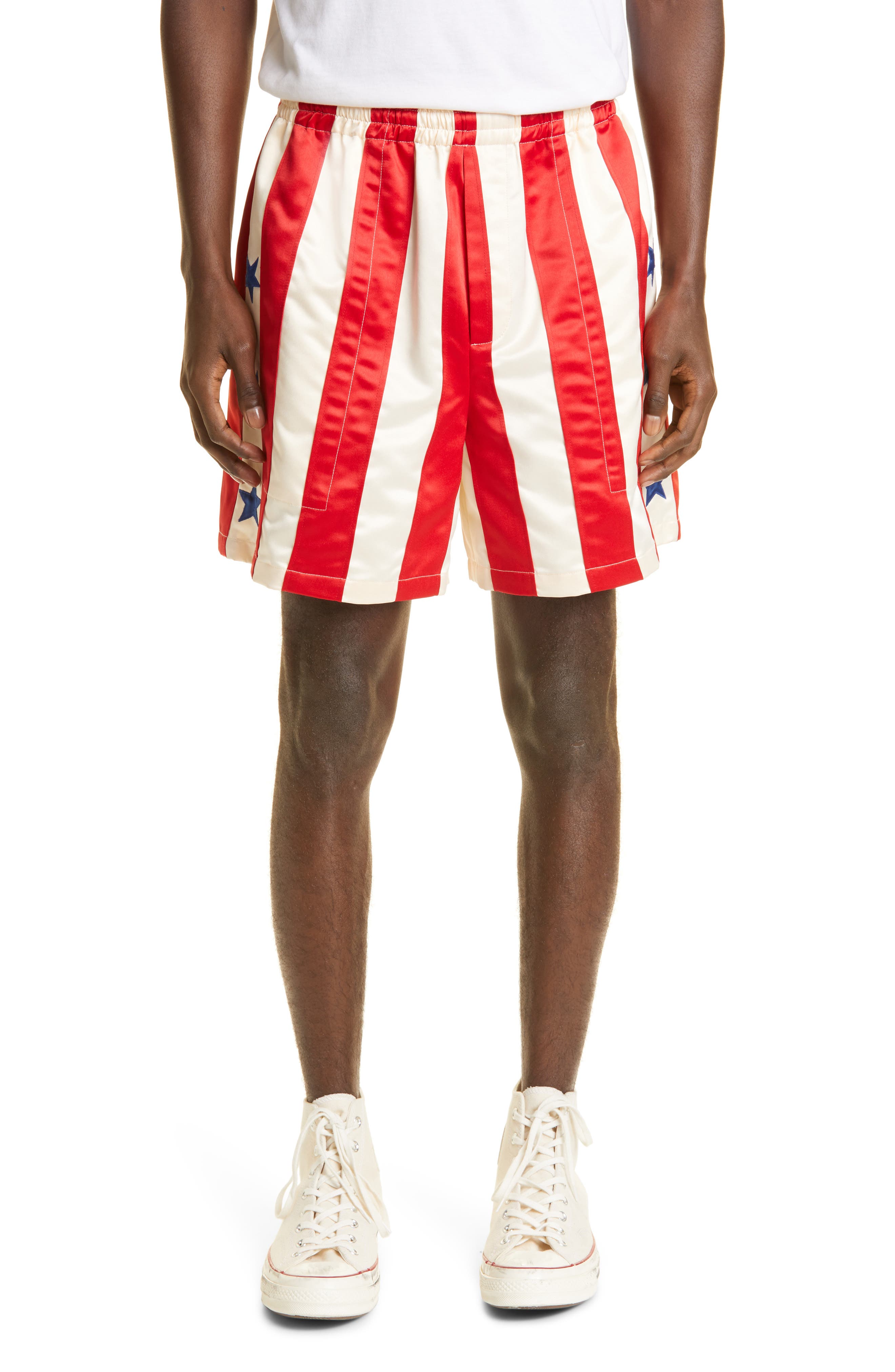 Red shorts white stripe Clearance