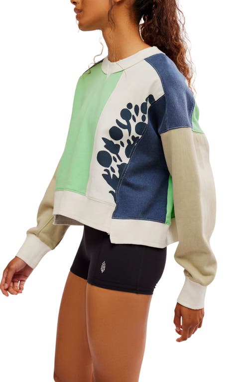 Shop Fp Movement By Free People Fp Movement Intercept Colorblock Graphic Sweatshirt In Green Combo