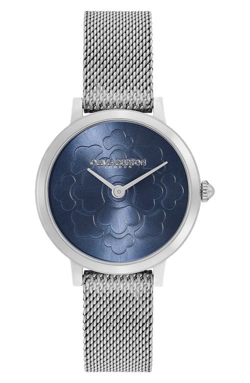 Olivia Burton Signature Floral Mesh Strap Watch, 28mm in Blue 