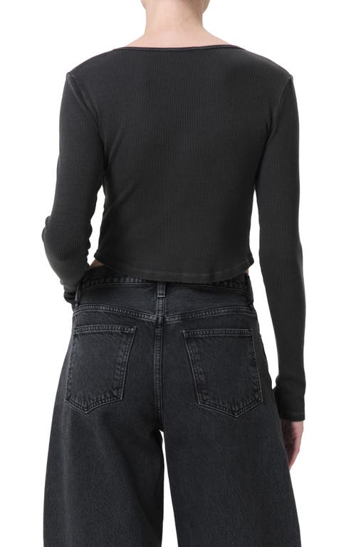 Shop Agolde Nova Long Sleeve Crop Rib T-shirt In Marker